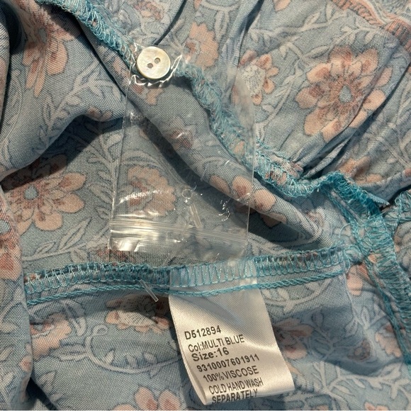 CAROLINE MORGAN Sz 16 Maxi Dress Buttons All Through Floral Ruffle Hem Hi Low - Picture 10 of 11